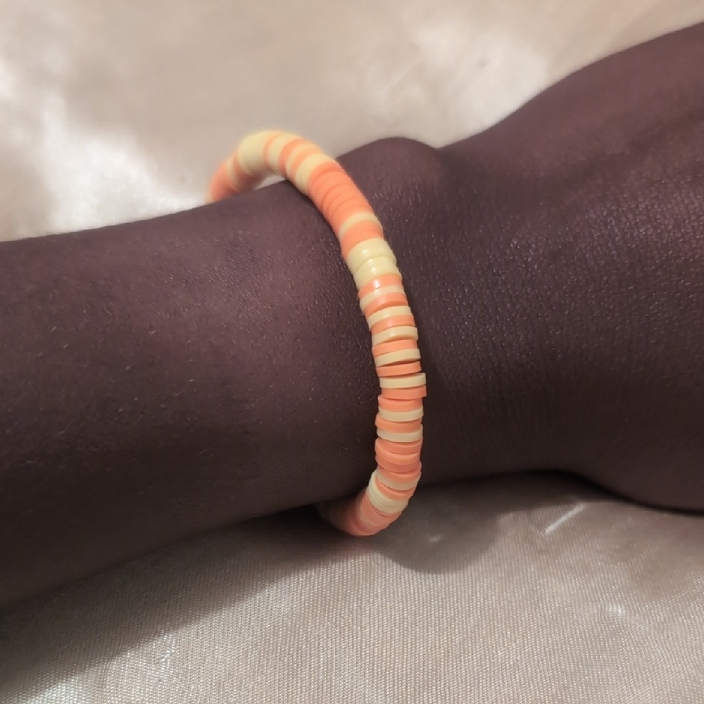Candycorn Clay Bead Handmade Bracelet - Picture 2 of 2